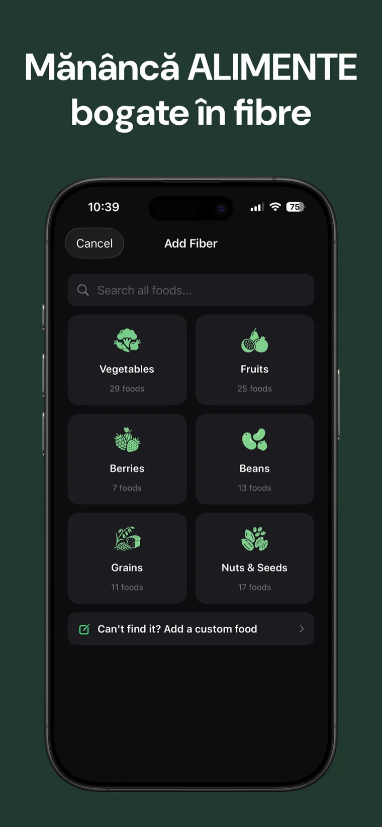 Mănâncă ALIMENTE bogate în fibre — Tracker Fibre arătând calendarul săptămânal cu seria obiectivului tău de fibre